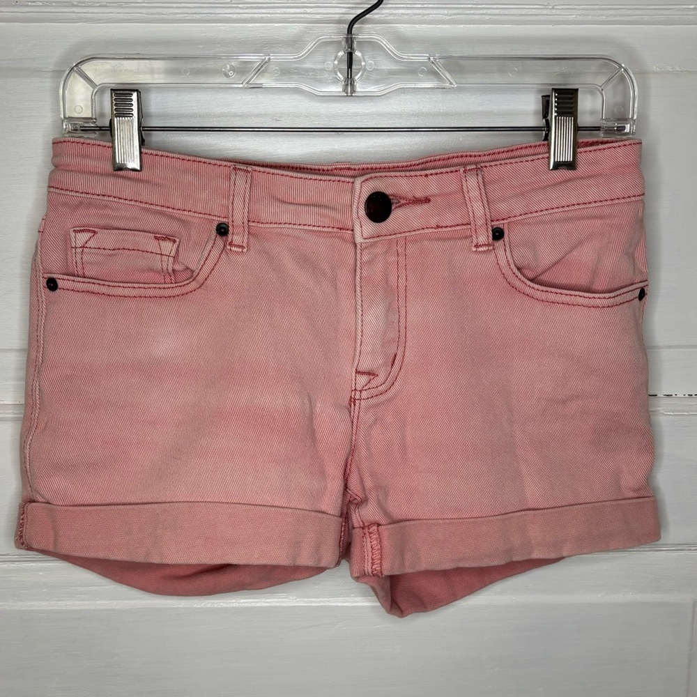 BDG Light Pink Rolled-Hem Denim Shorts